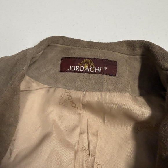 Vintage Jordache Suede Leather Jacket Beige Tan Women Casual Outerwear - Picture 6 of 9